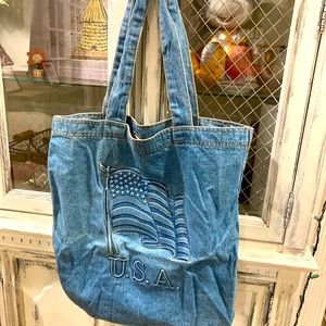 Vintage 90’s large denim Made in USA tote bag